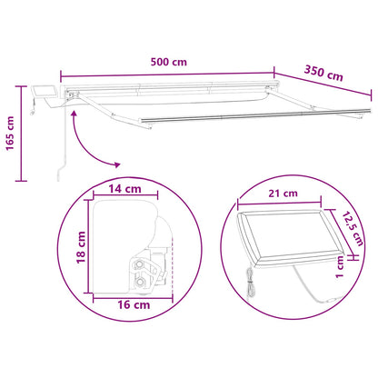 Manual Awning Frame with LEDs Sand 5 x 3.5 m