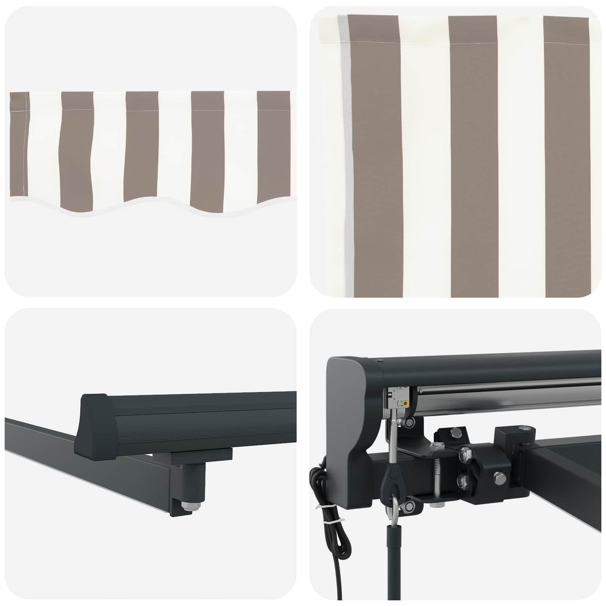 Electric Retractable Awning Light Grey and White 5 x 3.5 m