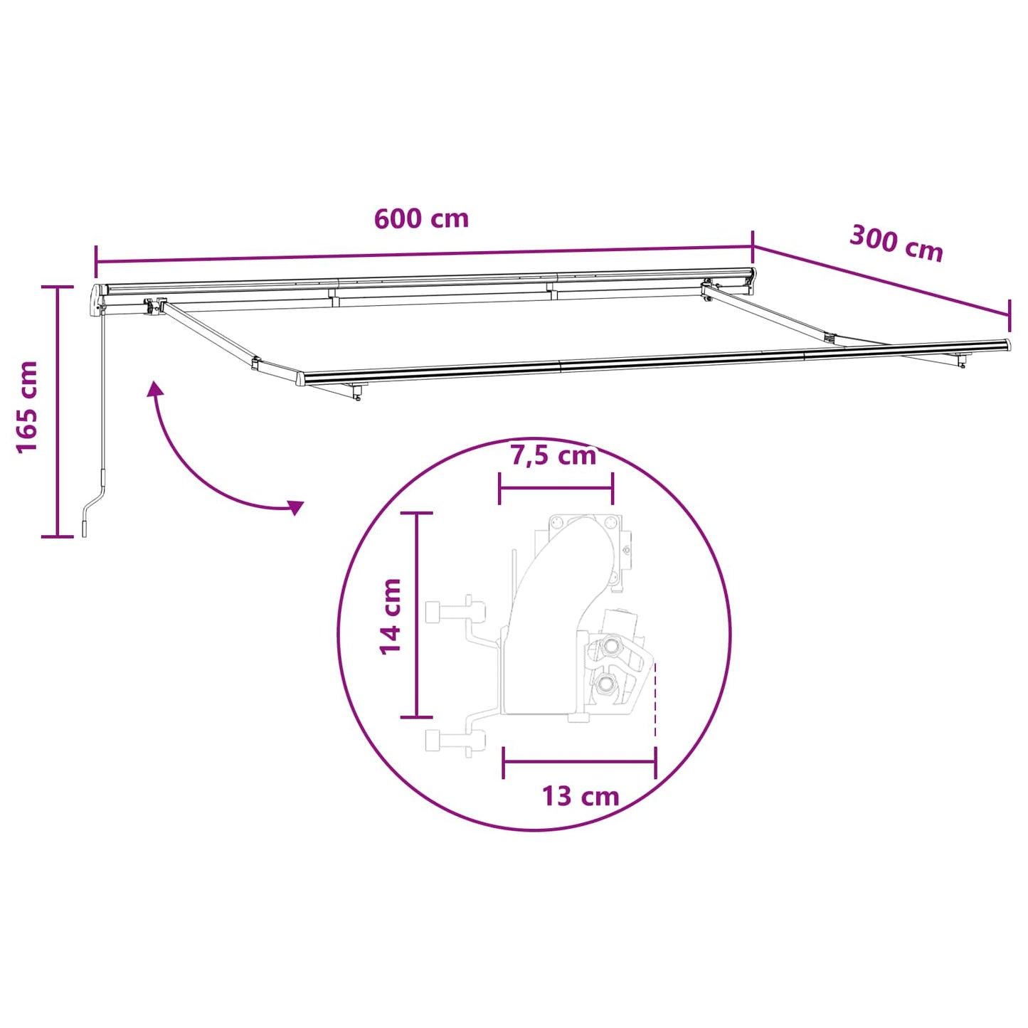 Retractable Awning Sand 600 cm Polyester and Aluminium