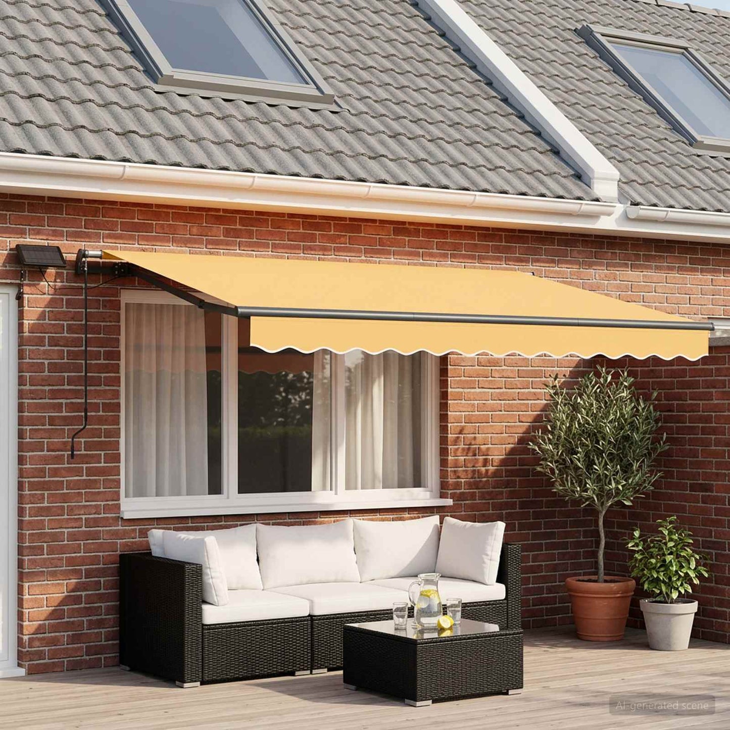 Retractable Awning Sand 600 x 300 cm Fabric and Aluminium