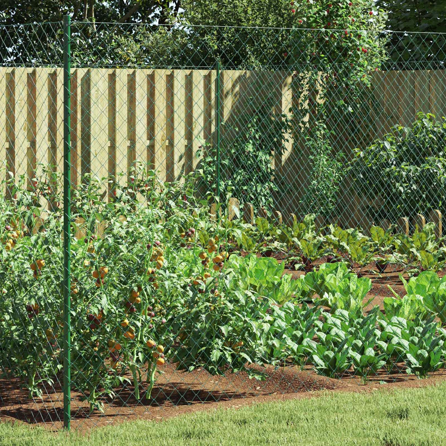 Chain Link Fence Green 2 x 10 m Steel