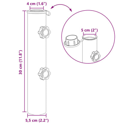 Parasol Base Tube 0.6 kg Black Iron for 40-50 mm Pole