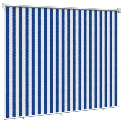 Outdoor Roller Blind 90% UV Block Blue and White Stripe HDPE