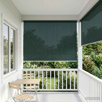 Outdoor Roller Blind 90% UV Block Dark Green 400 x 140 cm HDPE