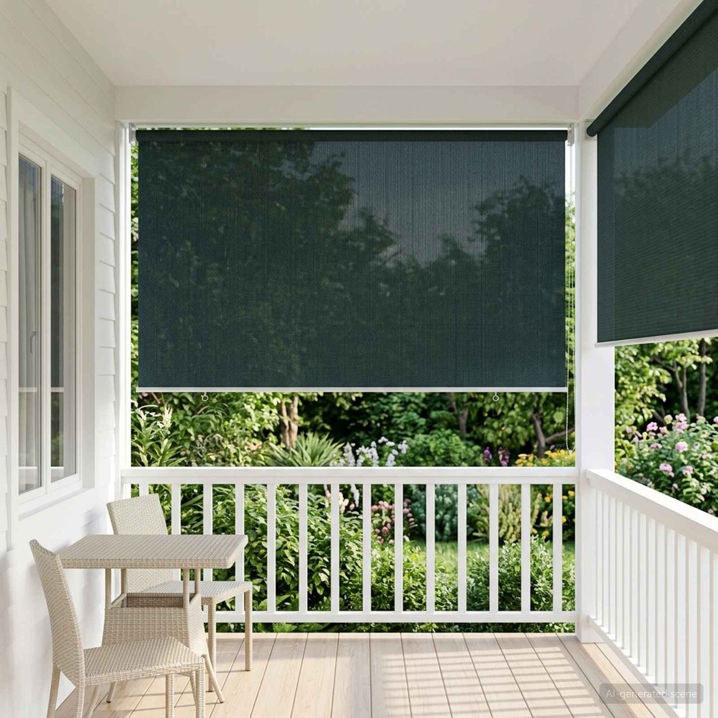 Outdoor Roller Blind 90% UV Block Dark Green 350 x 230 cm HDPE