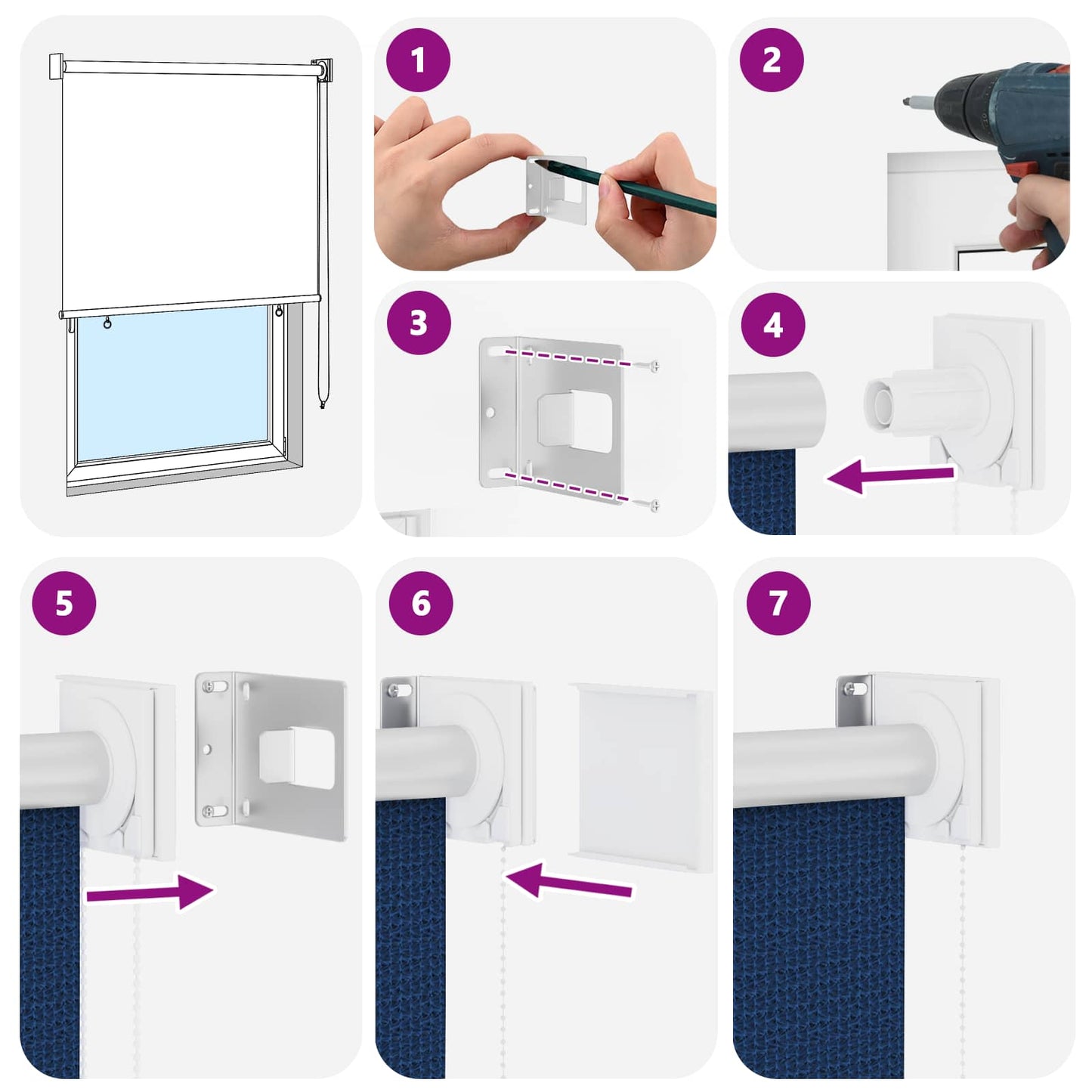 Outdoor Roller Blind 90% UV Block Blue 80 x 140 cm HDPE