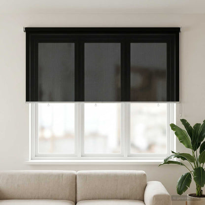 Outdoor Roller Blind 90% UV Block Black 140 x 140 cm HDPE