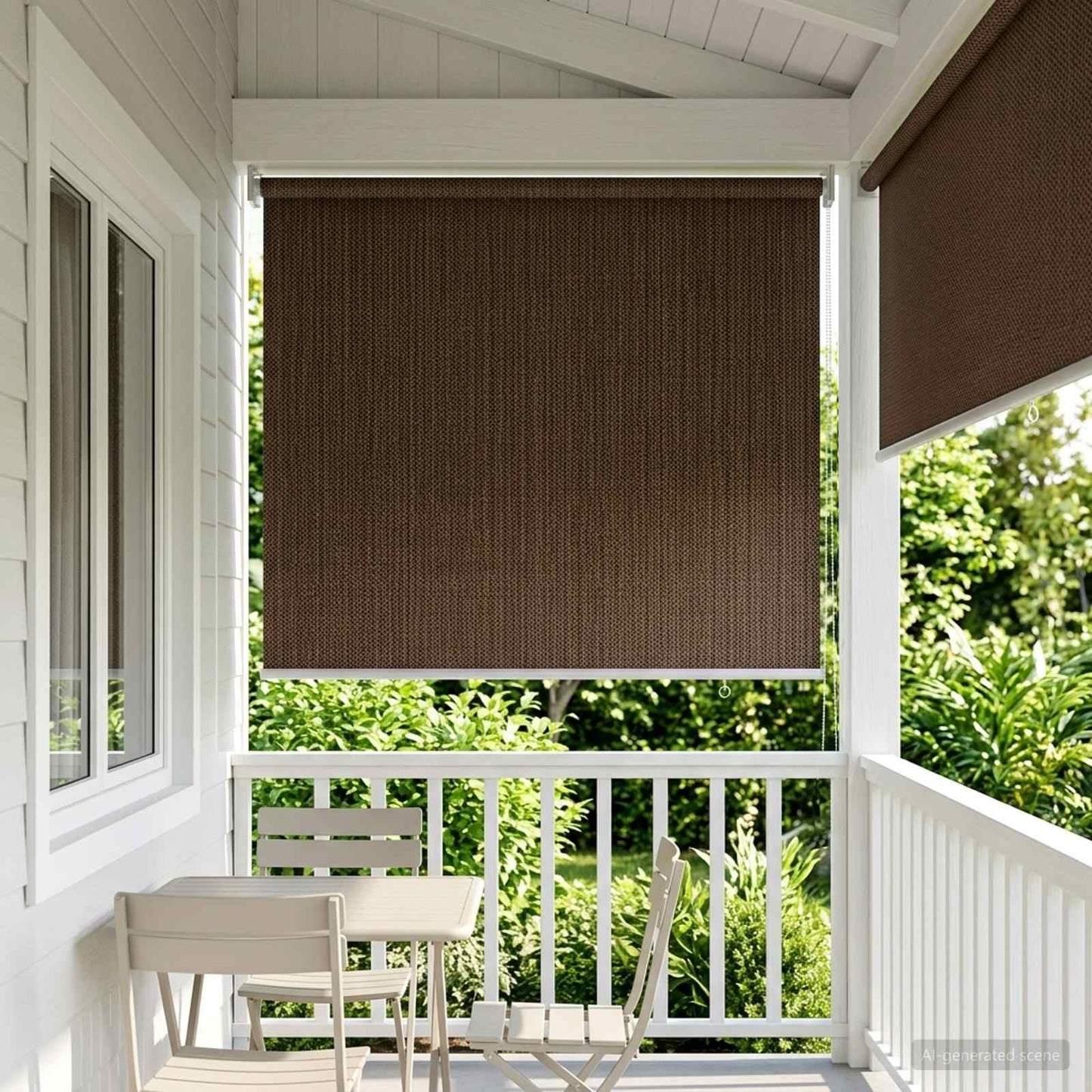 Outdoor Roller Blind 90% UV Block Brown 60 x 140 cm HDPE