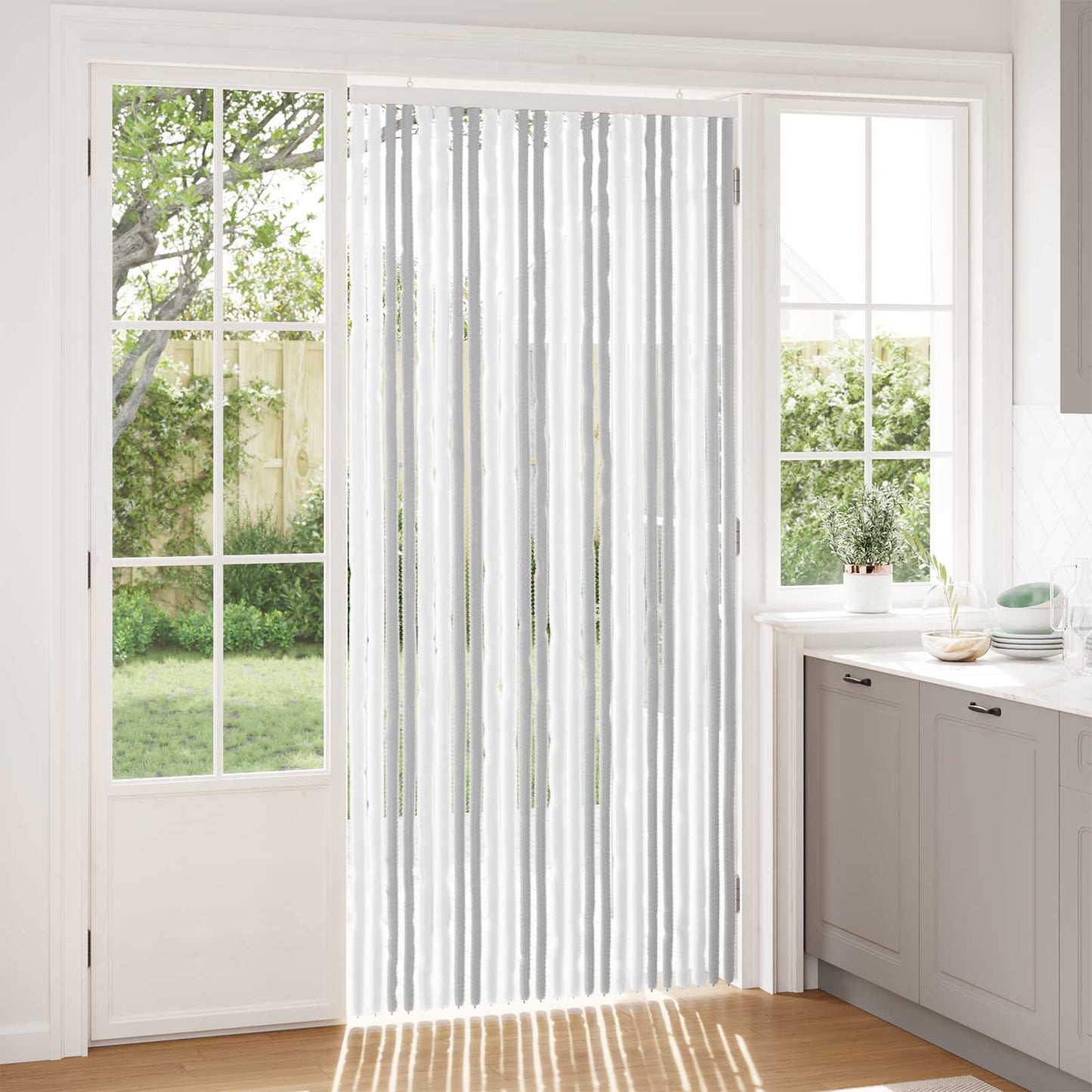 Insect Curtain Chenille Light Grey and White 100 x 220 cm