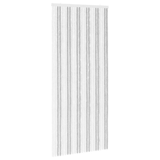 Insect Curtain Chenille Light Grey and White 100 x 230 cm