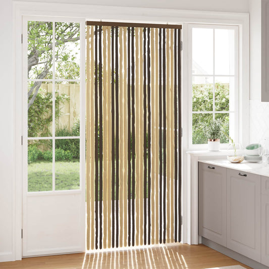 Insect Curtain Chenille Dark Brown and Beige 100 x 220 cm
