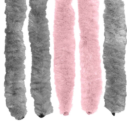 Insect Curtain Chenille Silver Grey and Pink 56 x 185 cm