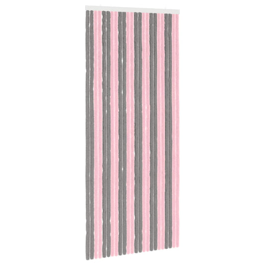Insect Curtain Chenille Silver Grey and Pink 100 x 230 cm