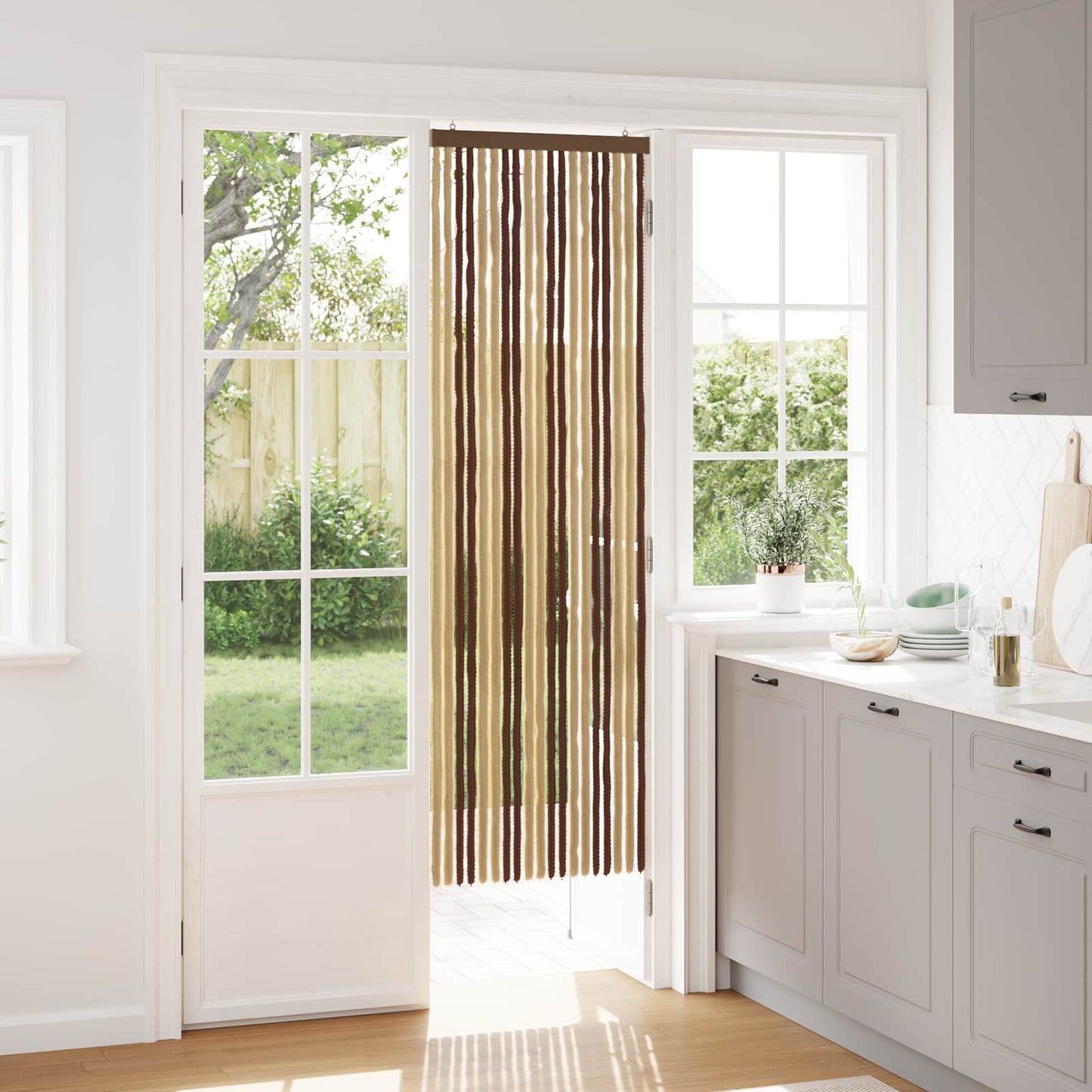 Insect Curtain Chenille Brown and Beige 56 x 185 cm 100% PP