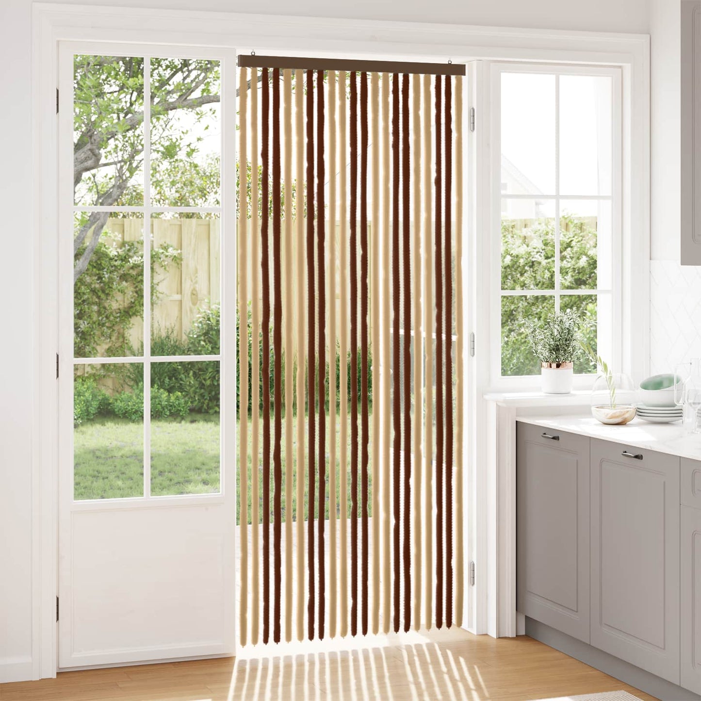 Insect Curtain Chenille Brown and Beige 90 x 220 cm 100% PP