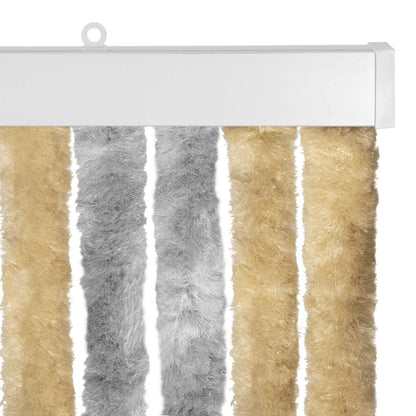 Insect Curtain Chenille Grey and Beige 100 x 200 cm 100% PP