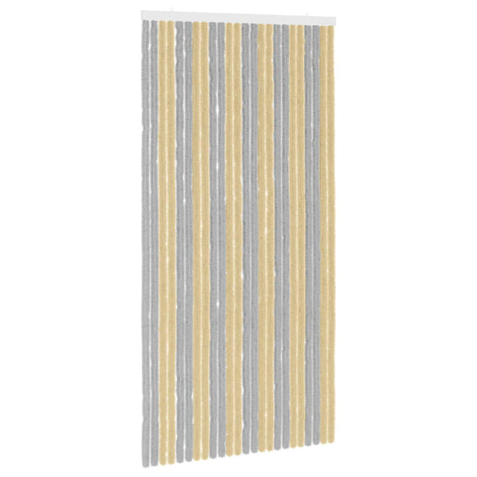 Insect Curtain Chenille Grey and Beige 100 x 200 cm 100% PP