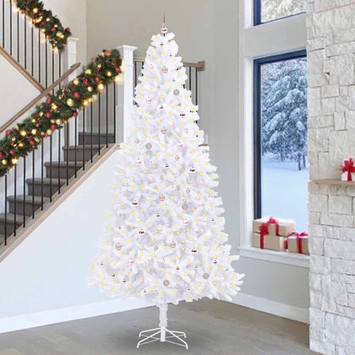 Artificial Christmas Tree with Stand White 300 cm PVC and Steel