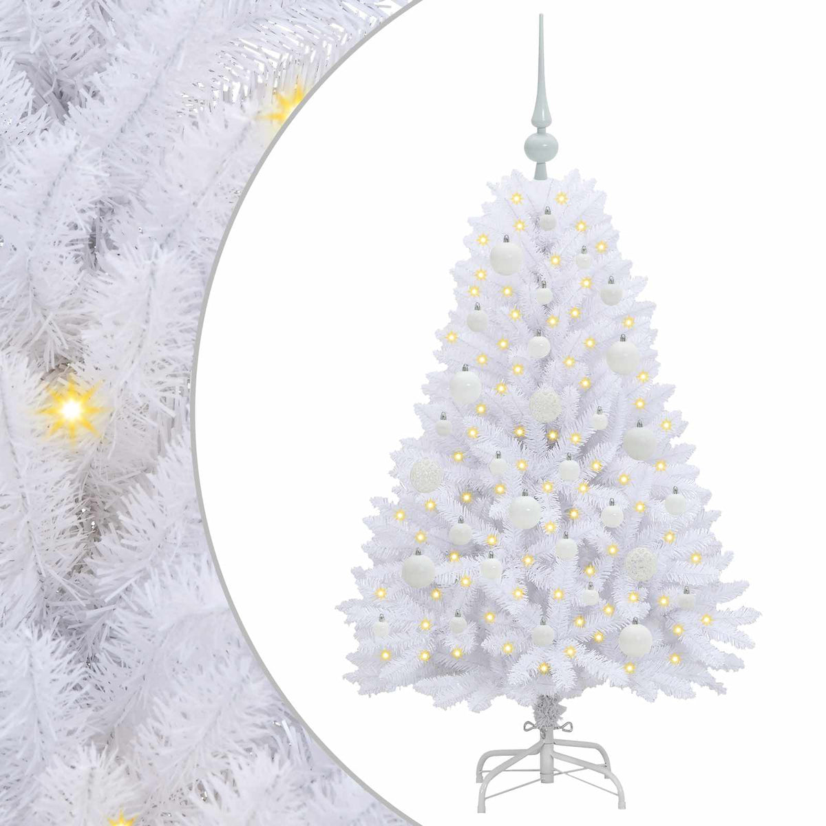 Artificial Hinged Christmas Tree White 120 cm PVC and Steel