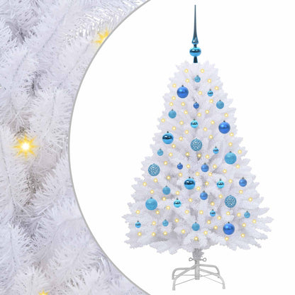 Artificial Hinged Christmas Tree White 120 cm PVC and Steel