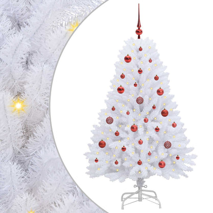 Artificial Hinged Christmas Tree White 150 cm PVC and Steel