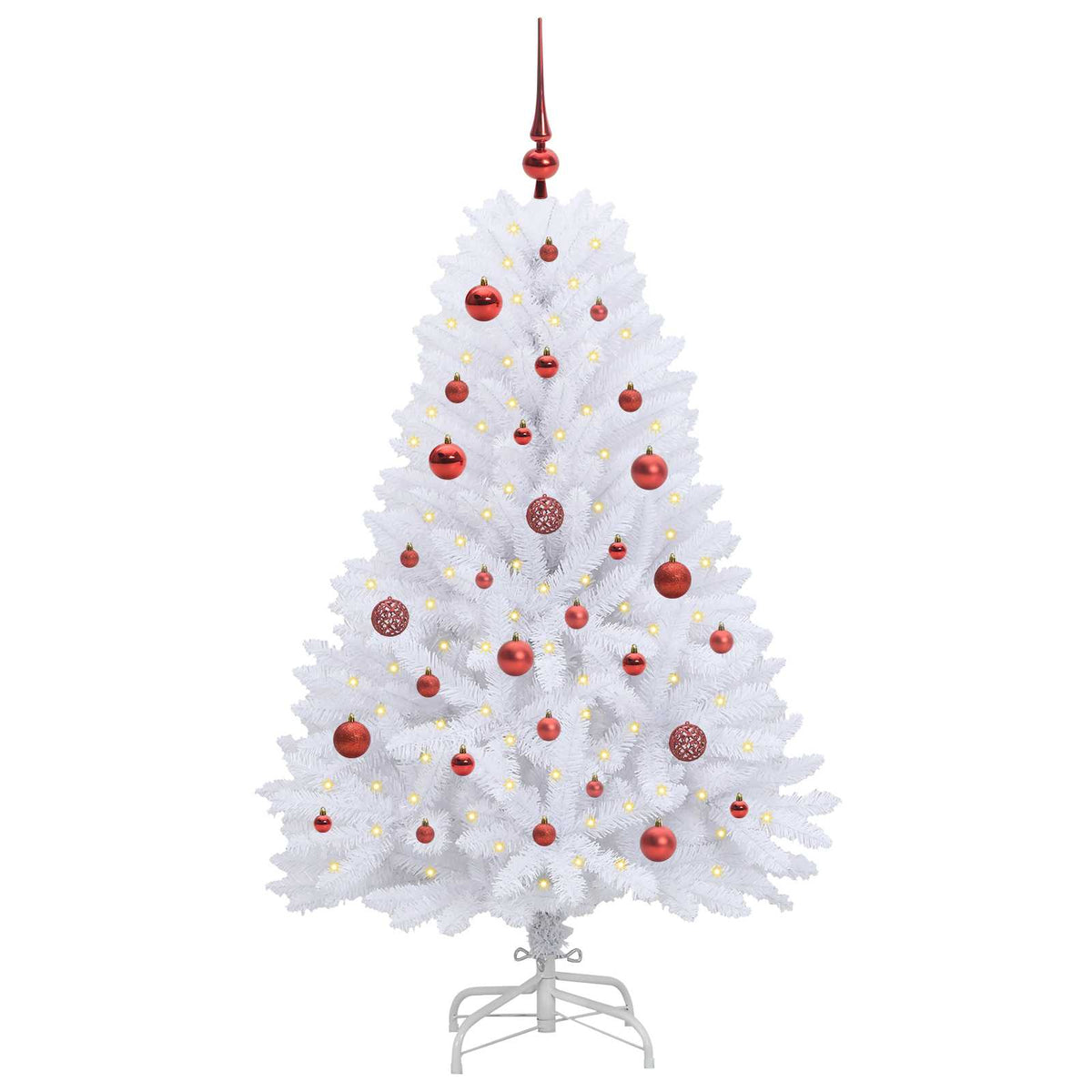 Artificial Hinged Christmas Tree White 150 cm PVC and Steel