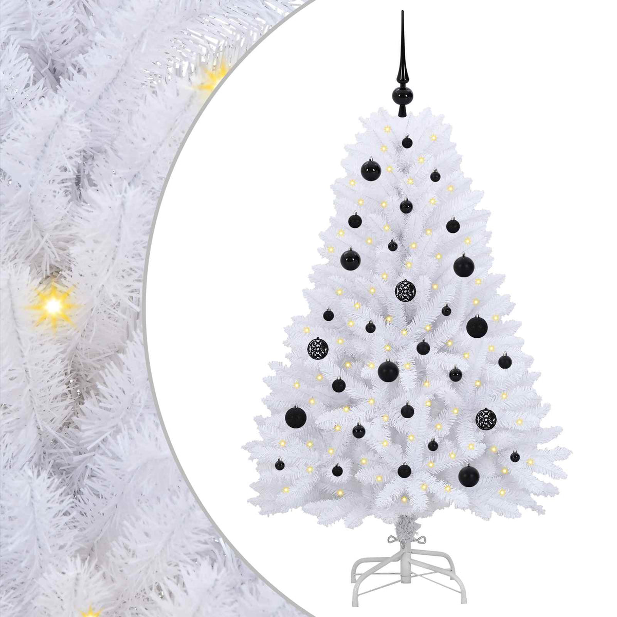 Artificial Hinged Christmas Tree White 150 cm PVC and Steel