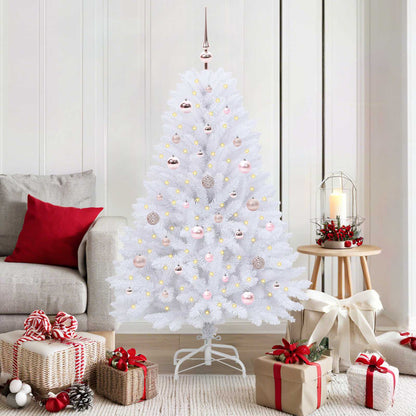 Artificial Hinged Christmas Tree White 150 cm PVC and Steel