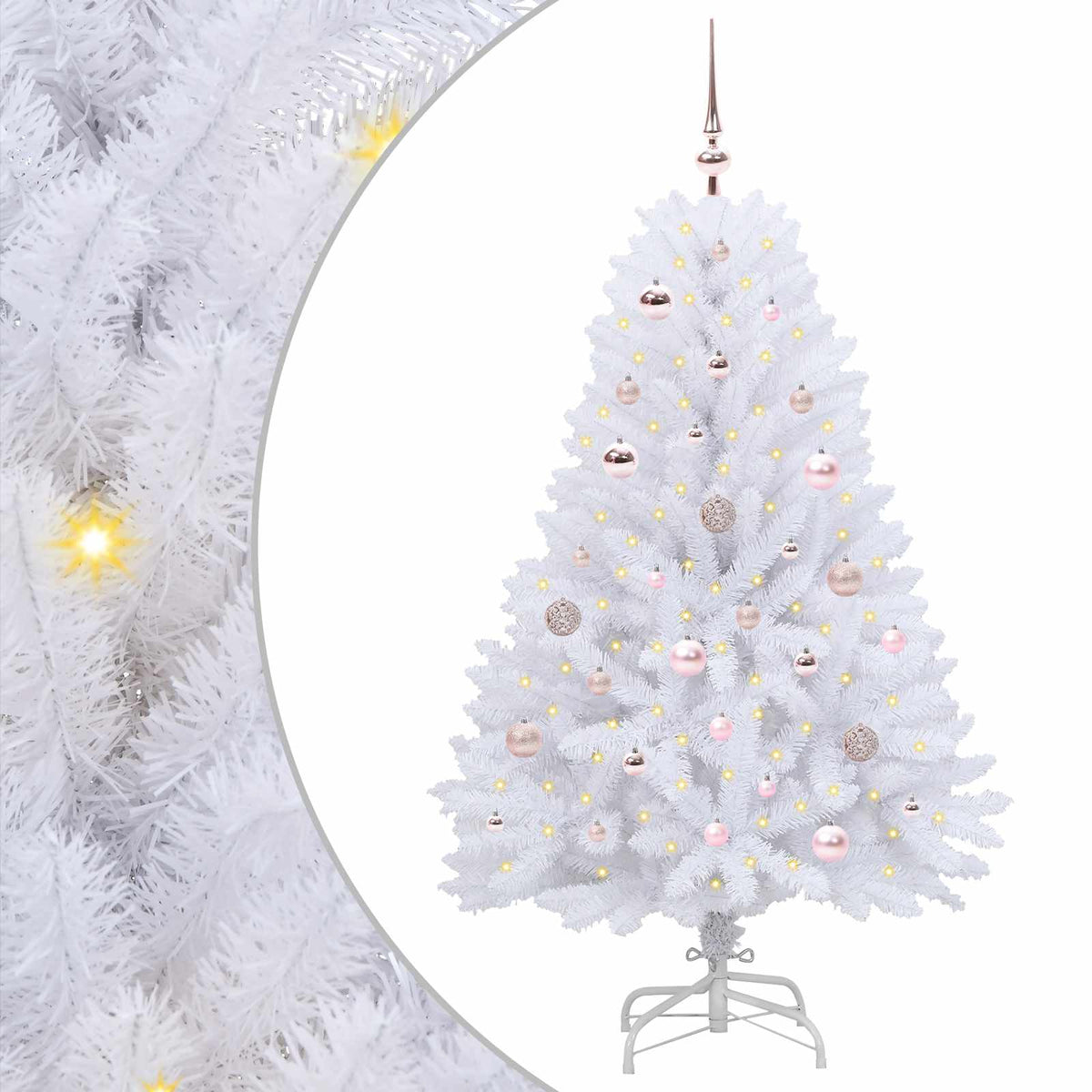 Artificial Hinged Christmas Tree White 150 cm PVC and Steel