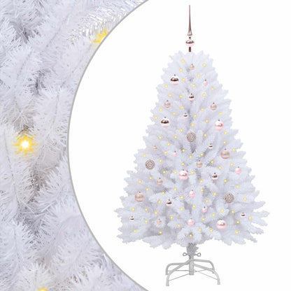 Artificial Hinged Christmas Tree White 150 cm PVC and Steel