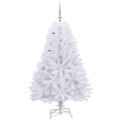 Artificial Hinged Christmas Tree White 150 cm PVC and Steel