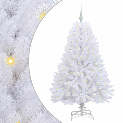 Artificial Hinged Christmas Tree White 150 cm PVC and Steel