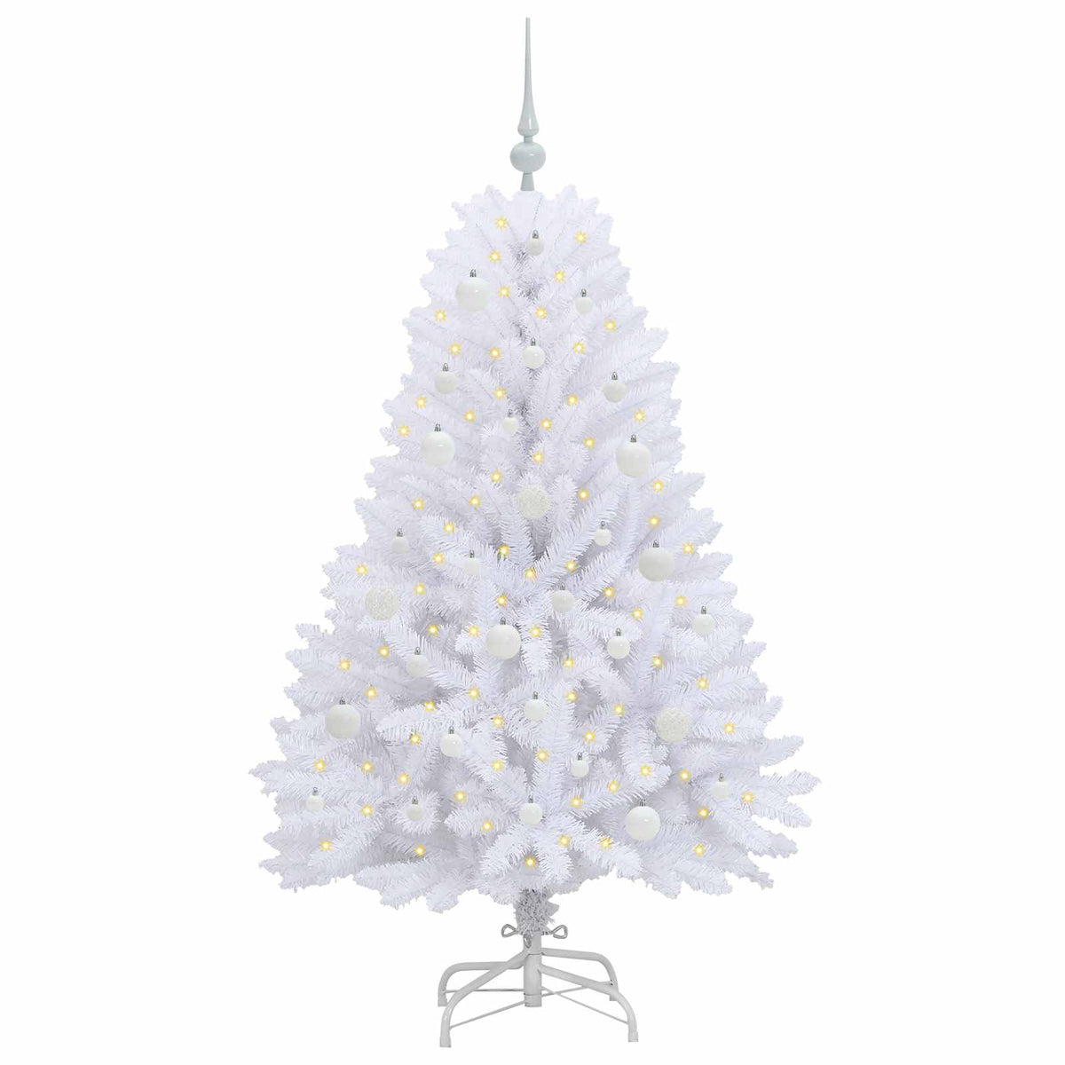 Artificial Hinged Christmas Tree White 150 cm PVC and Steel