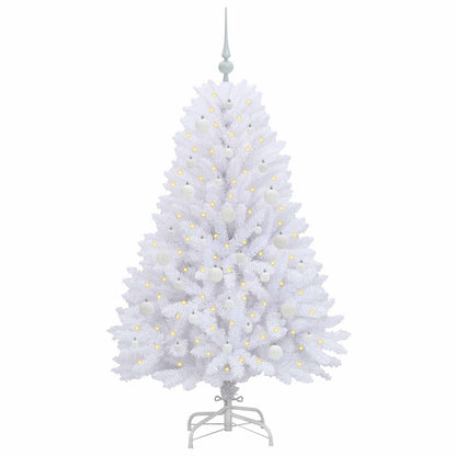 Artificial Hinged Christmas Tree White 150 cm PVC and Steel