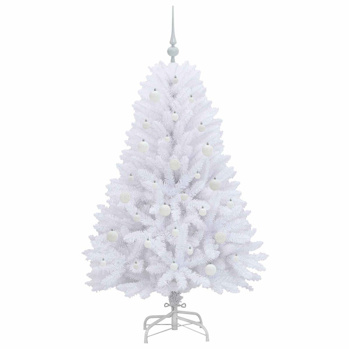Artificial Hinged Christmas Tree White 150 cm PVC and Steel