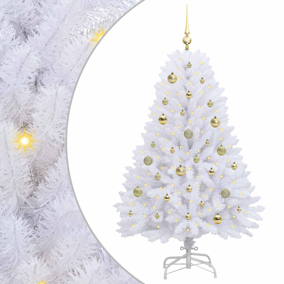 Artificial Hinged Christmas Tree White 150 cm PVC and Steel