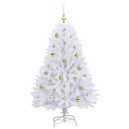Artificial Hinged Christmas Tree White 150 cm PVC and Steel