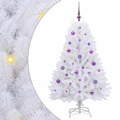 Artificial Hinged Christmas Tree White 150 cm PVC and Steel
