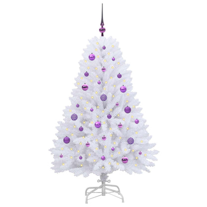 Artificial Hinged Christmas Tree White 150 cm PVC and Steel