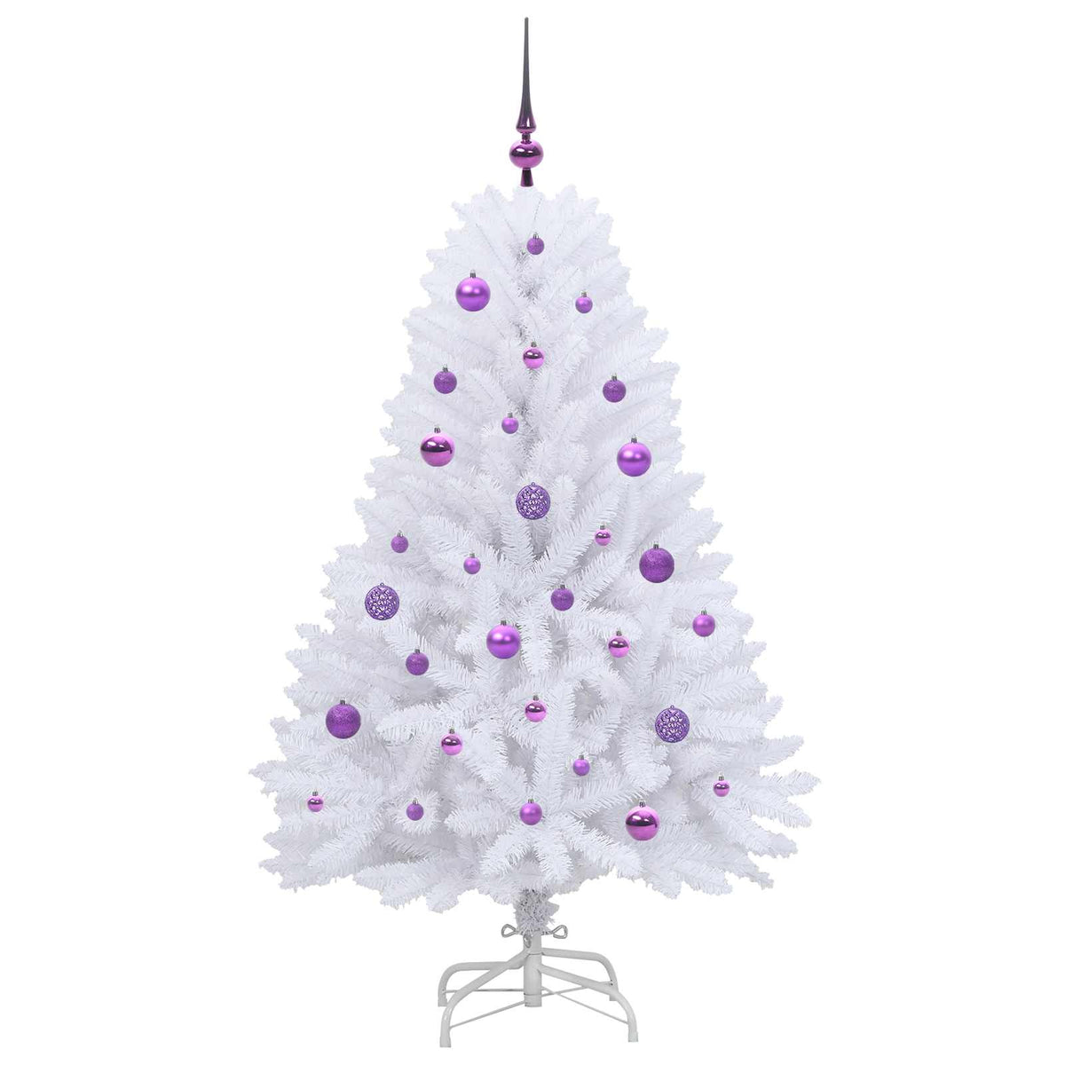 Artificial Hinged Christmas Tree White 150 cm PVC and Steel