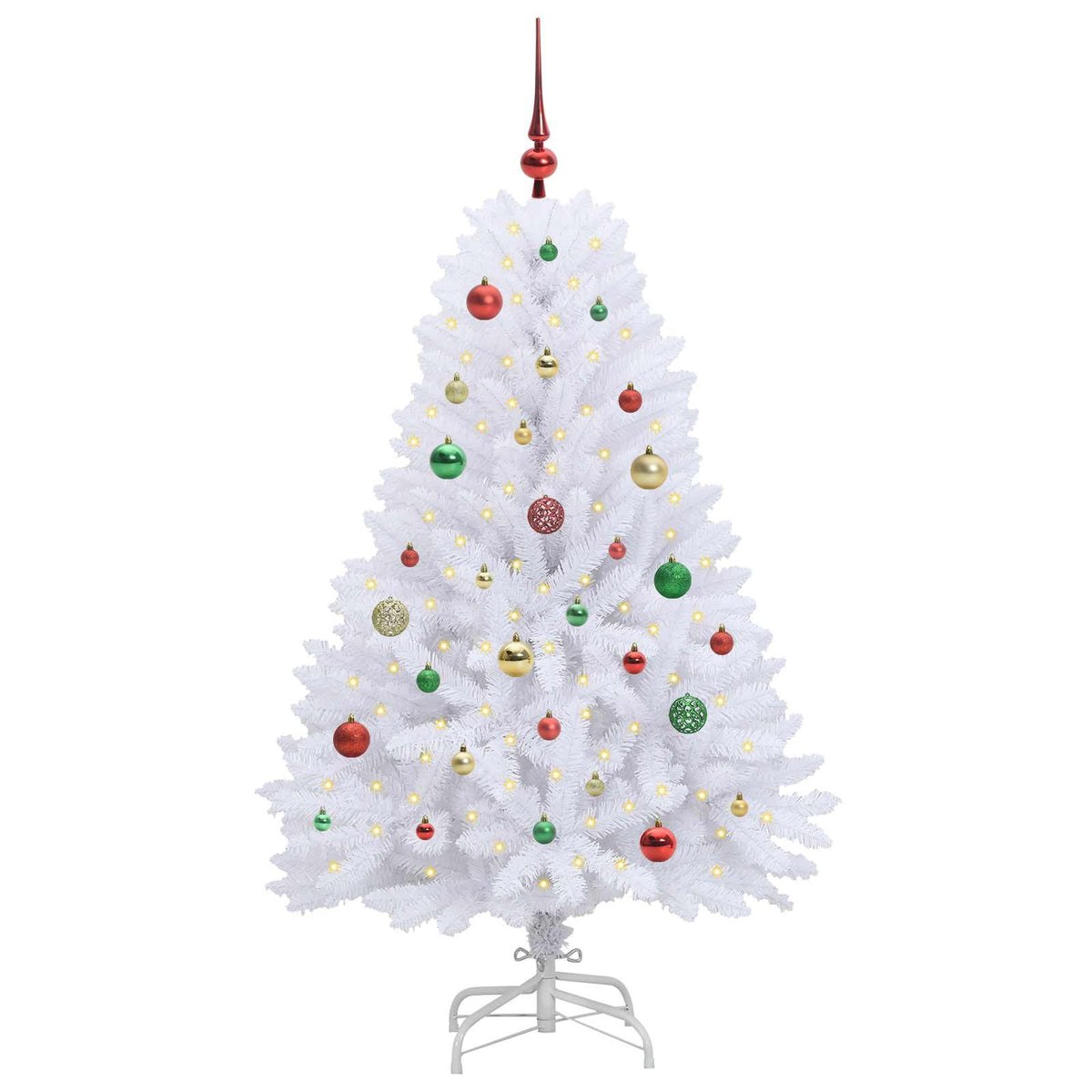 Artificial Hinged Christmas Tree White 150 cm PVC and Steel