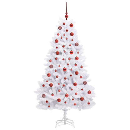 Artificial Hinged Christmas Tree White 180 cm PVC and Steel