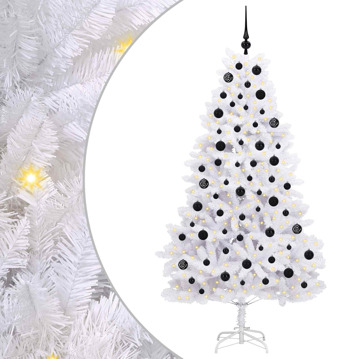 Artificial Hinged Christmas Tree White 180 cm PVC and Steel