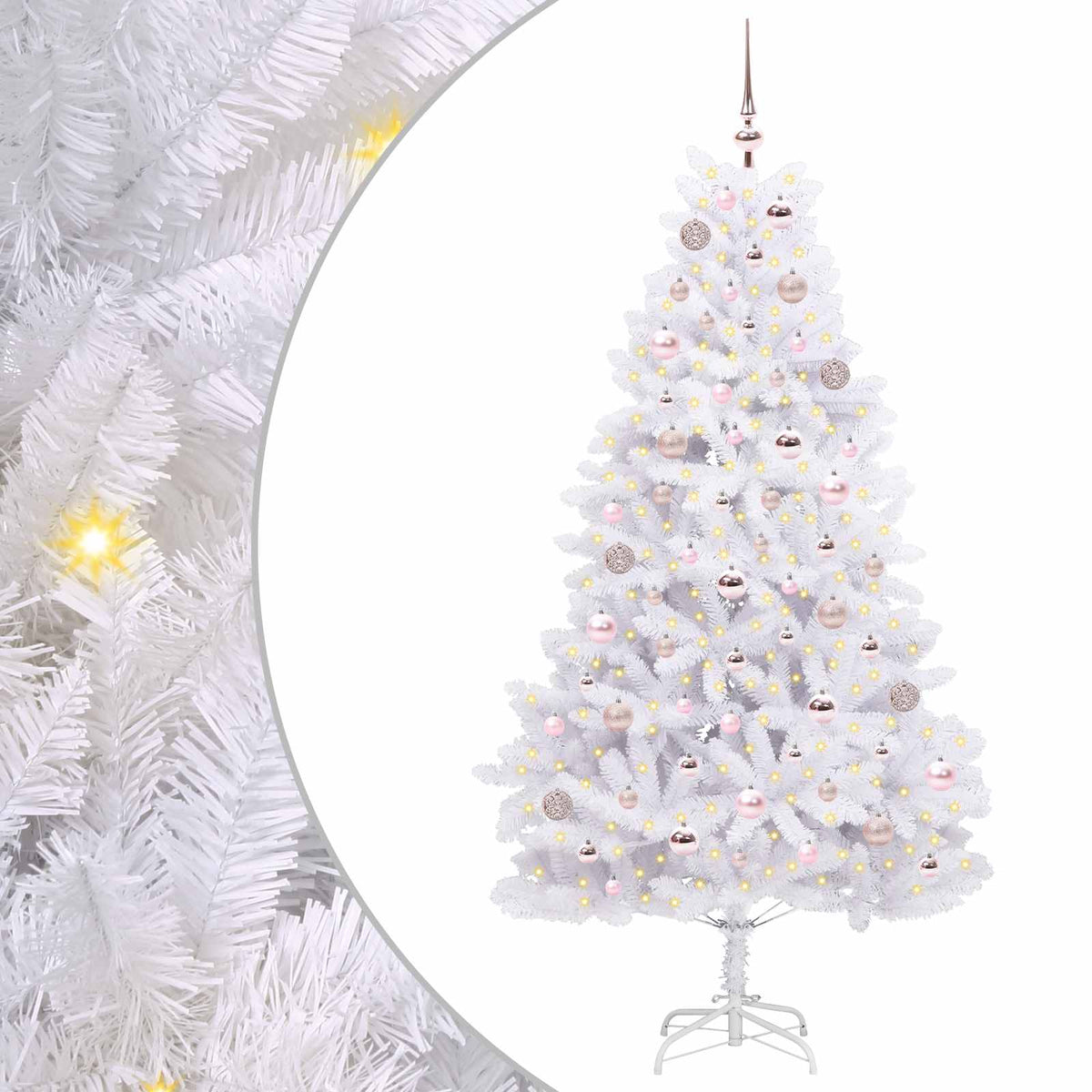 Artificial Hinged Christmas Tree White 180 cm PVC and Steel