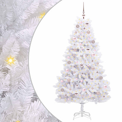 Artificial Hinged Christmas Tree White 180 cm PVC and Steel