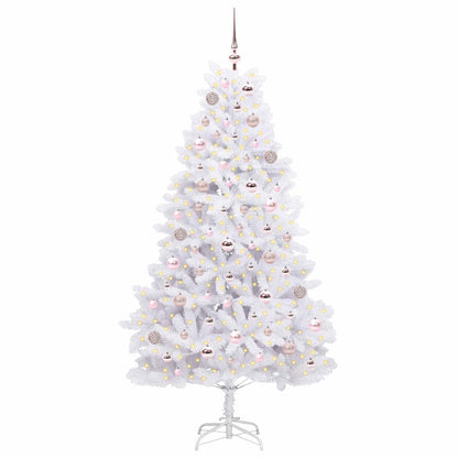 Artificial Hinged Christmas Tree White 180 cm PVC and Steel