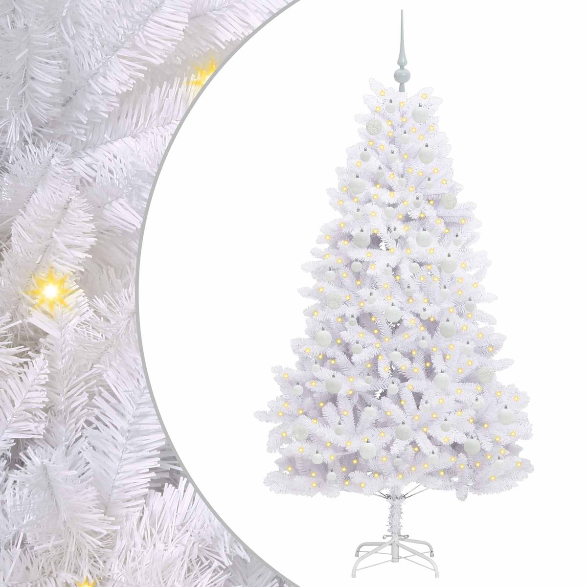 Artificial Hinged Christmas Tree White 180 cm PVC and Steel