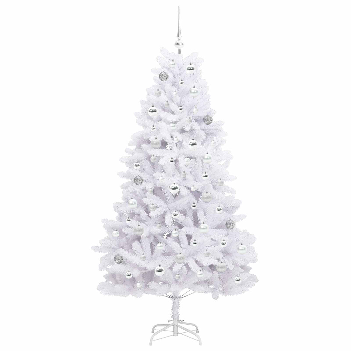 Artificial Hinged Christmas Tree White 180 cm PVC and Steel