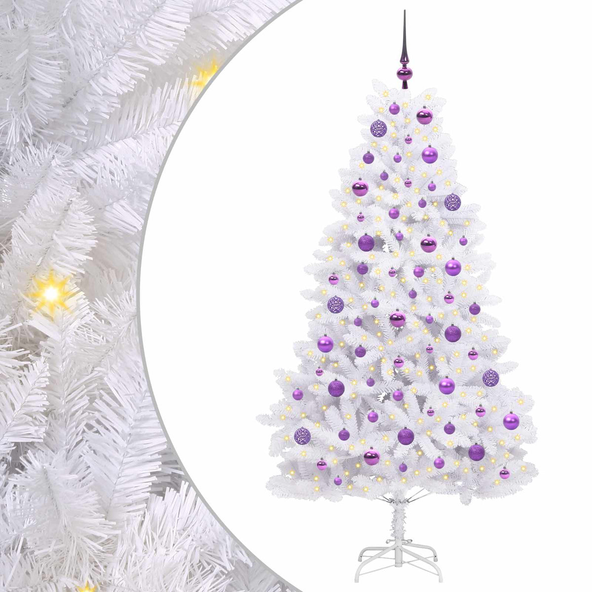 Artificial Hinged Christmas Tree White 180 cm PVC and Steel