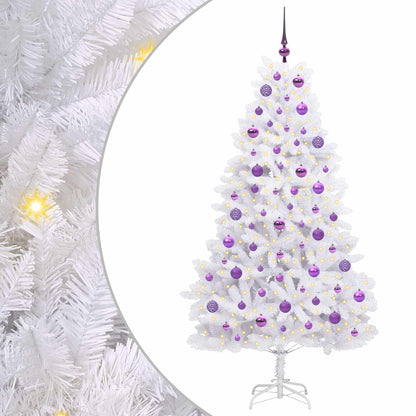 Artificial Hinged Christmas Tree White 180 cm PVC and Steel